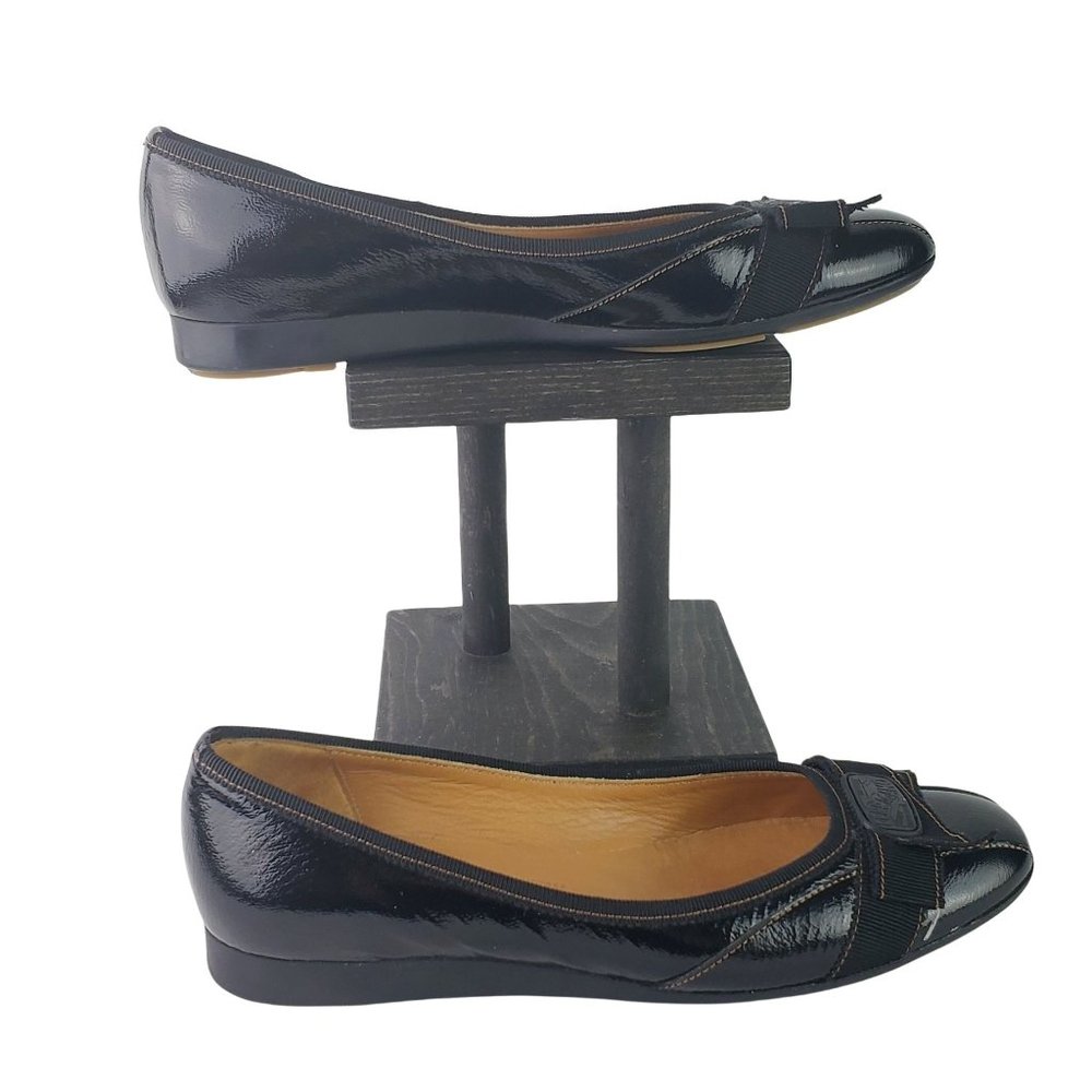 Salvatore Ferragamo Black Patent Leather Flats 6B - Picture 3 of 9